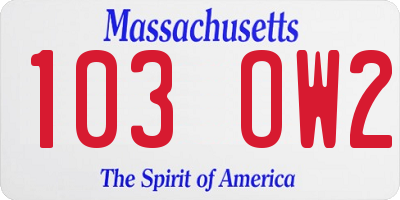 MA license plate 103OW2