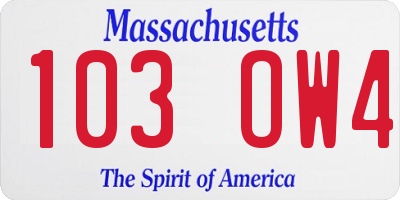 MA license plate 103OW4