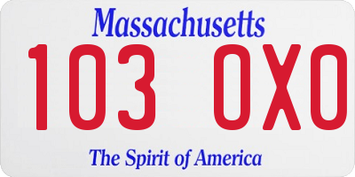 MA license plate 103OX0