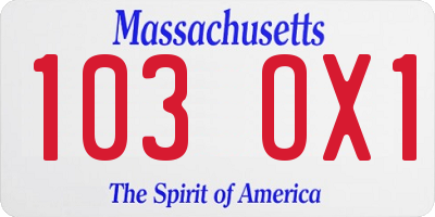 MA license plate 103OX1