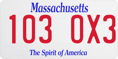 MA license plate 103OX3
