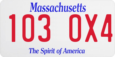 MA license plate 103OX4
