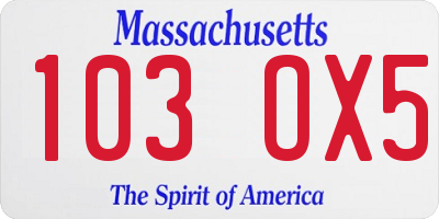 MA license plate 103OX5