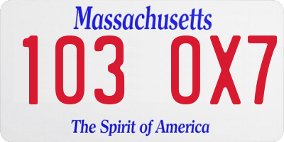 MA license plate 103OX7