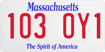 MA license plate 103OY1