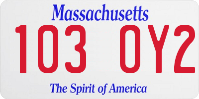 MA license plate 103OY2