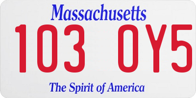 MA license plate 103OY5