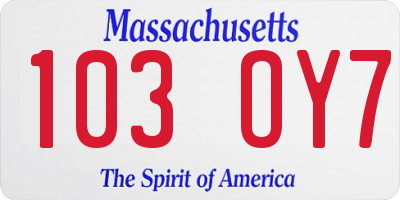 MA license plate 103OY7