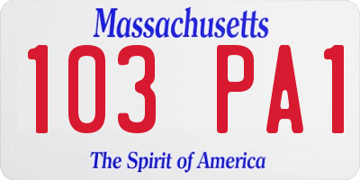 MA license plate 103PA1