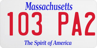 MA license plate 103PA2