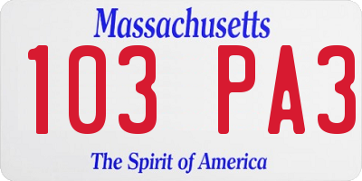 MA license plate 103PA3