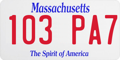 MA license plate 103PA7