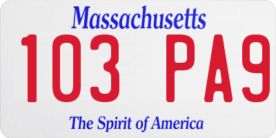 MA license plate 103PA9
