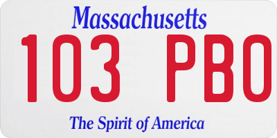 MA license plate 103PB0