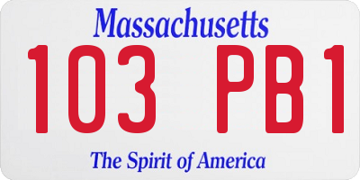 MA license plate 103PB1