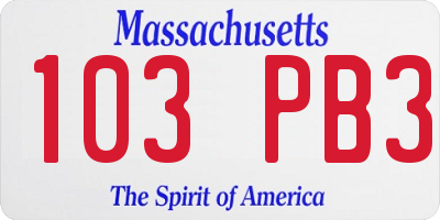 MA license plate 103PB3