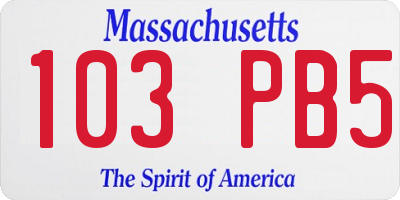 MA license plate 103PB5