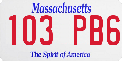 MA license plate 103PB6