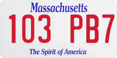 MA license plate 103PB7