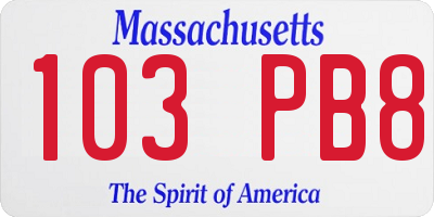 MA license plate 103PB8