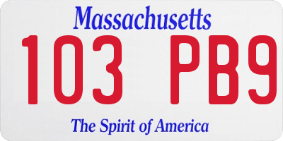 MA license plate 103PB9