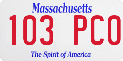 MA license plate 103PC0