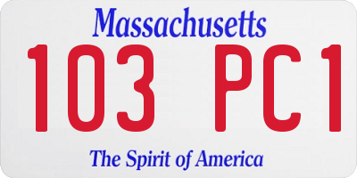 MA license plate 103PC1