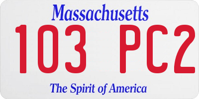 MA license plate 103PC2