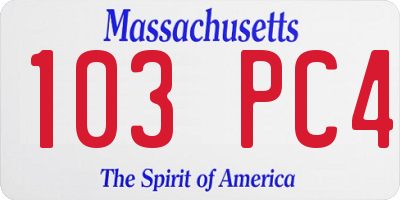MA license plate 103PC4