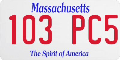 MA license plate 103PC5