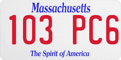 MA license plate 103PC6