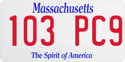 MA license plate 103PC9