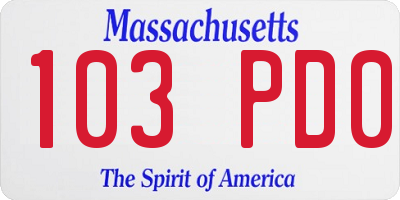 MA license plate 103PD0