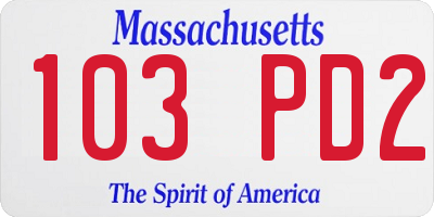 MA license plate 103PD2
