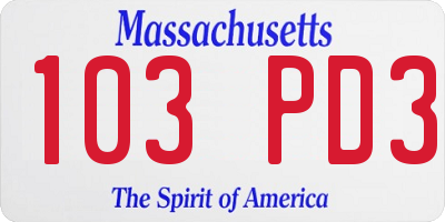MA license plate 103PD3