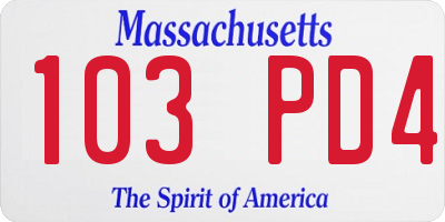 MA license plate 103PD4