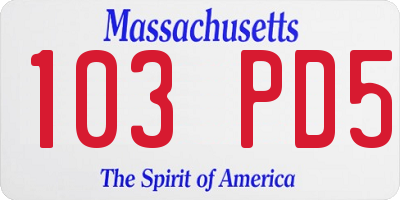 MA license plate 103PD5