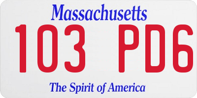 MA license plate 103PD6