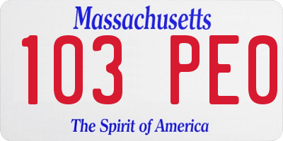 MA license plate 103PE0