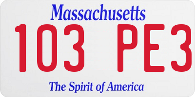 MA license plate 103PE3