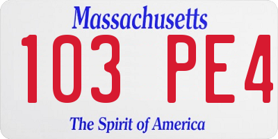 MA license plate 103PE4