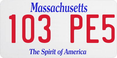 MA license plate 103PE5