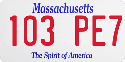 MA license plate 103PE7