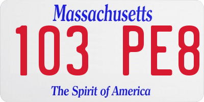 MA license plate 103PE8