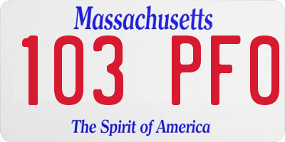 MA license plate 103PF0