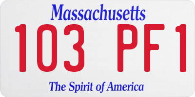 MA license plate 103PF1