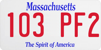 MA license plate 103PF2