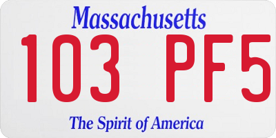 MA license plate 103PF5