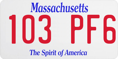 MA license plate 103PF6