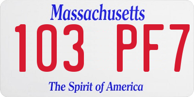 MA license plate 103PF7